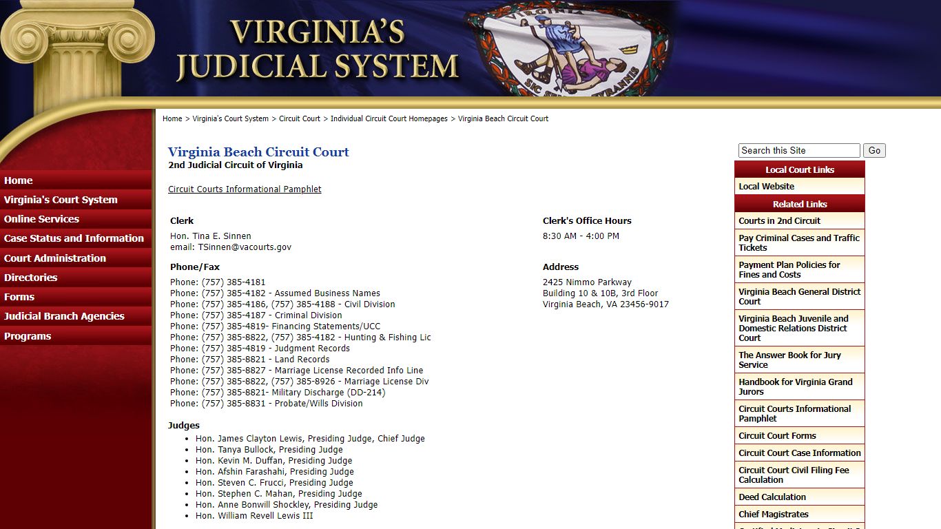 Virginia Beach Circuit Court - Virginia’s Judicial System